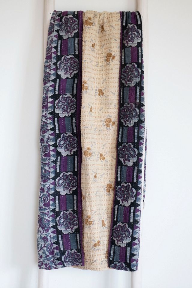 Roan Iris One-of-a-kind Kantha Quilted Throw Blanket No. 07420 #1