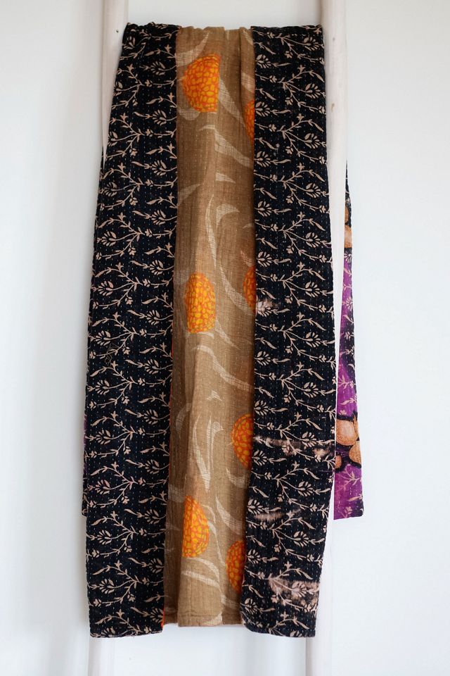 Roan Iris One-of-a-kind Kantha Quilted Throw Blanket No. 07422 #1