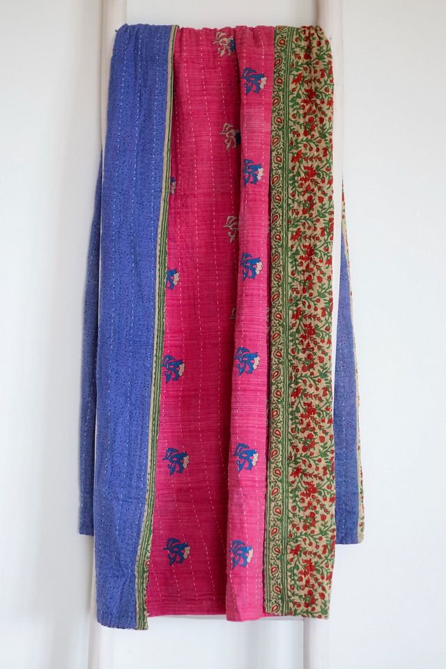 Roan Iris One-of-a-kind Kantha Quilted Throw Blanket No. 07424 #1