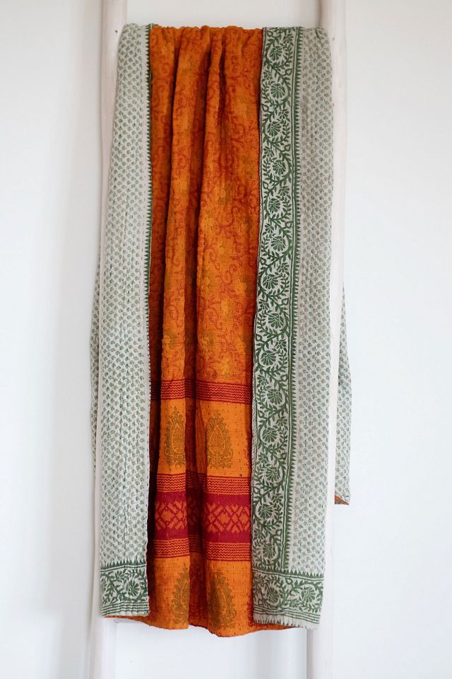 Roan Iris One-of-a-kind Kantha Quilted Throw Blanket No. 07426 #1