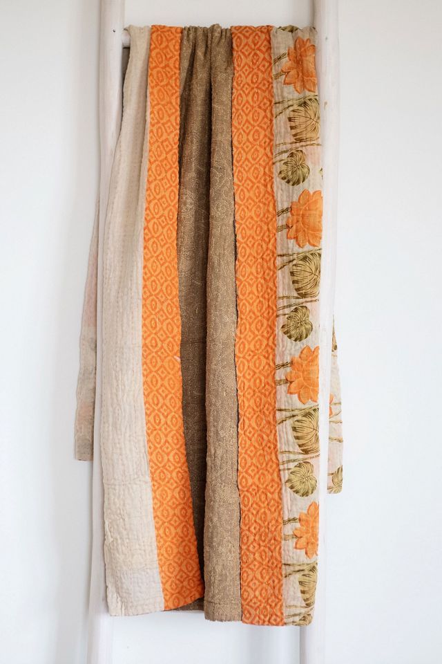 Roan Iris One-of-a-kind Kantha Quilted Throw Blanket No. 07428 #1