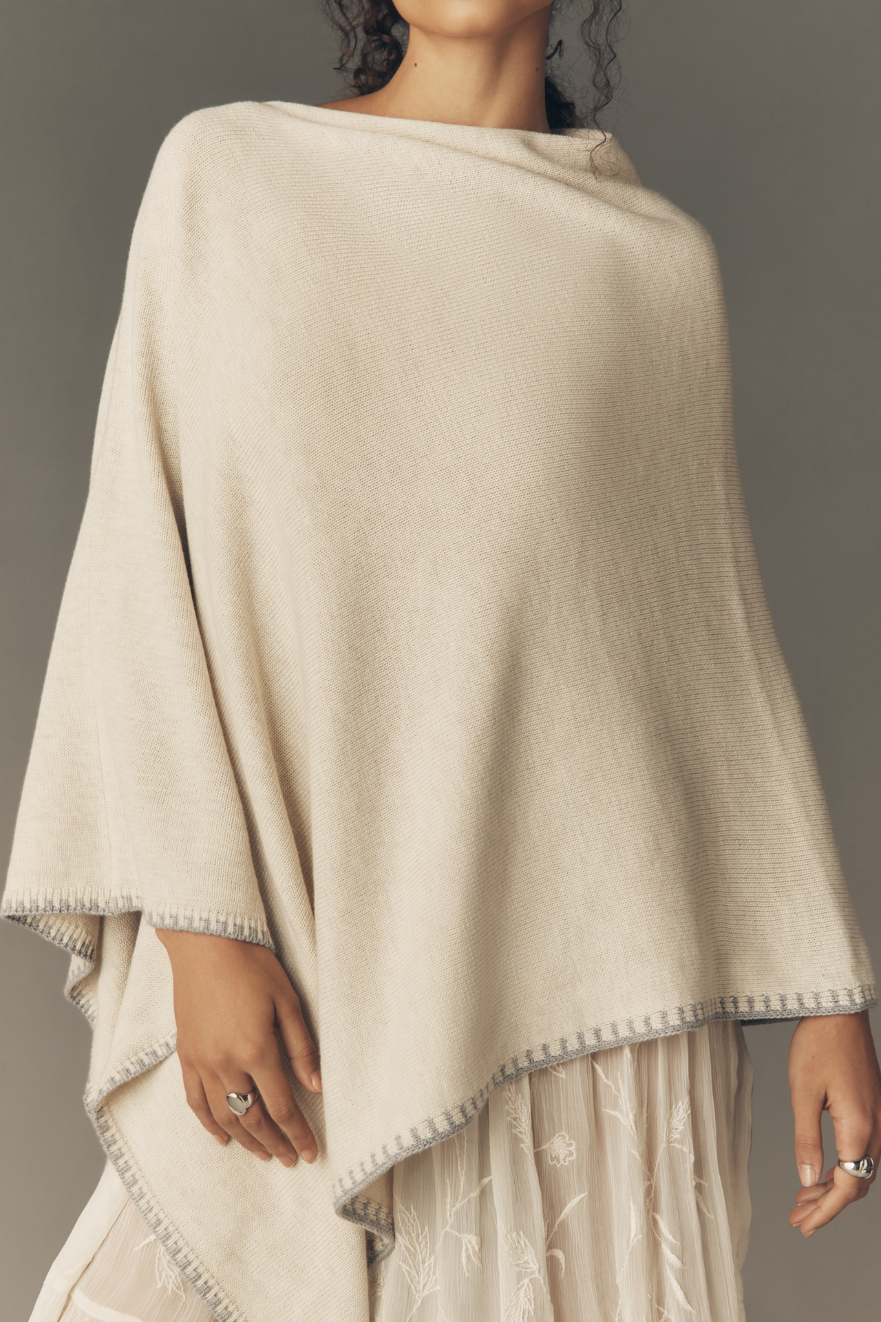Flat White Whipstitch Poncho