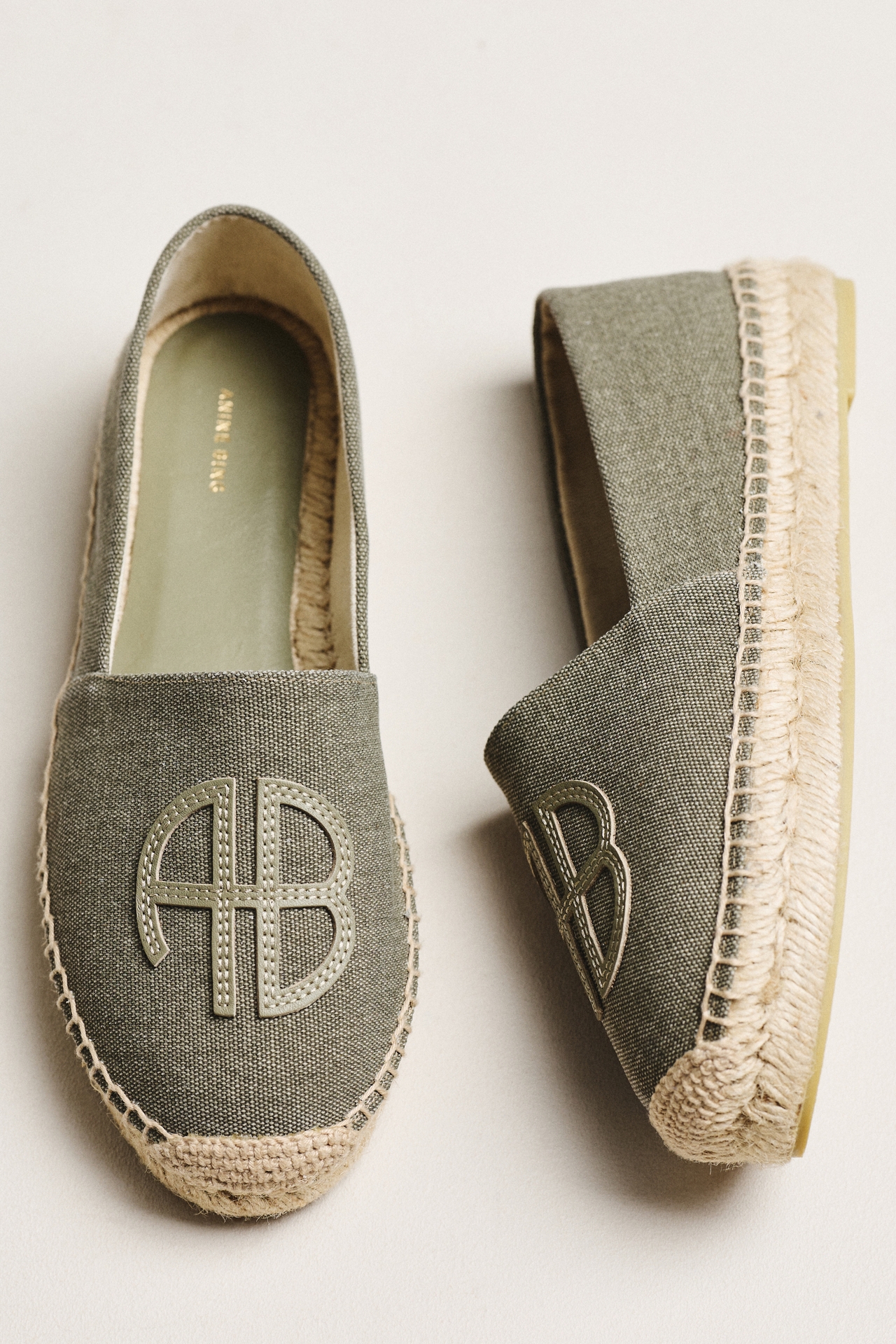 Anine Bing Paloma Embossed Logo Espadrilles
