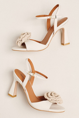 Maeve Crochet Flower Open-Toe Heels | Anthropologie