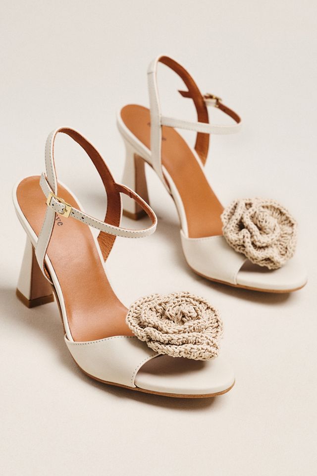 Maeve Crochet Flower Open-Toe Heels #1