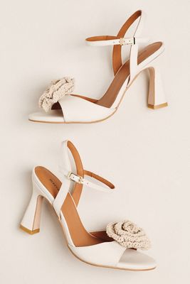 Maeve Crochet Flower Open-Toe Heels