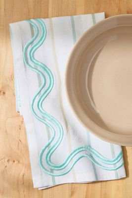 Madeline Striped Embroidered Napkins, Set of 2