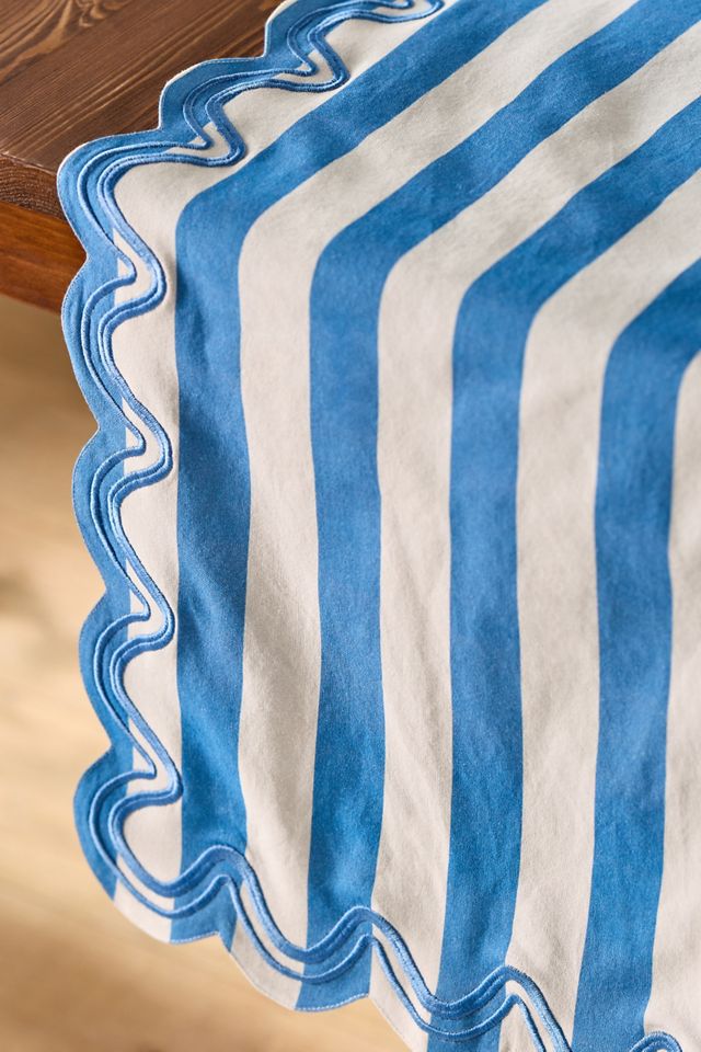Madeline Embroidered Striped Table Runner #1