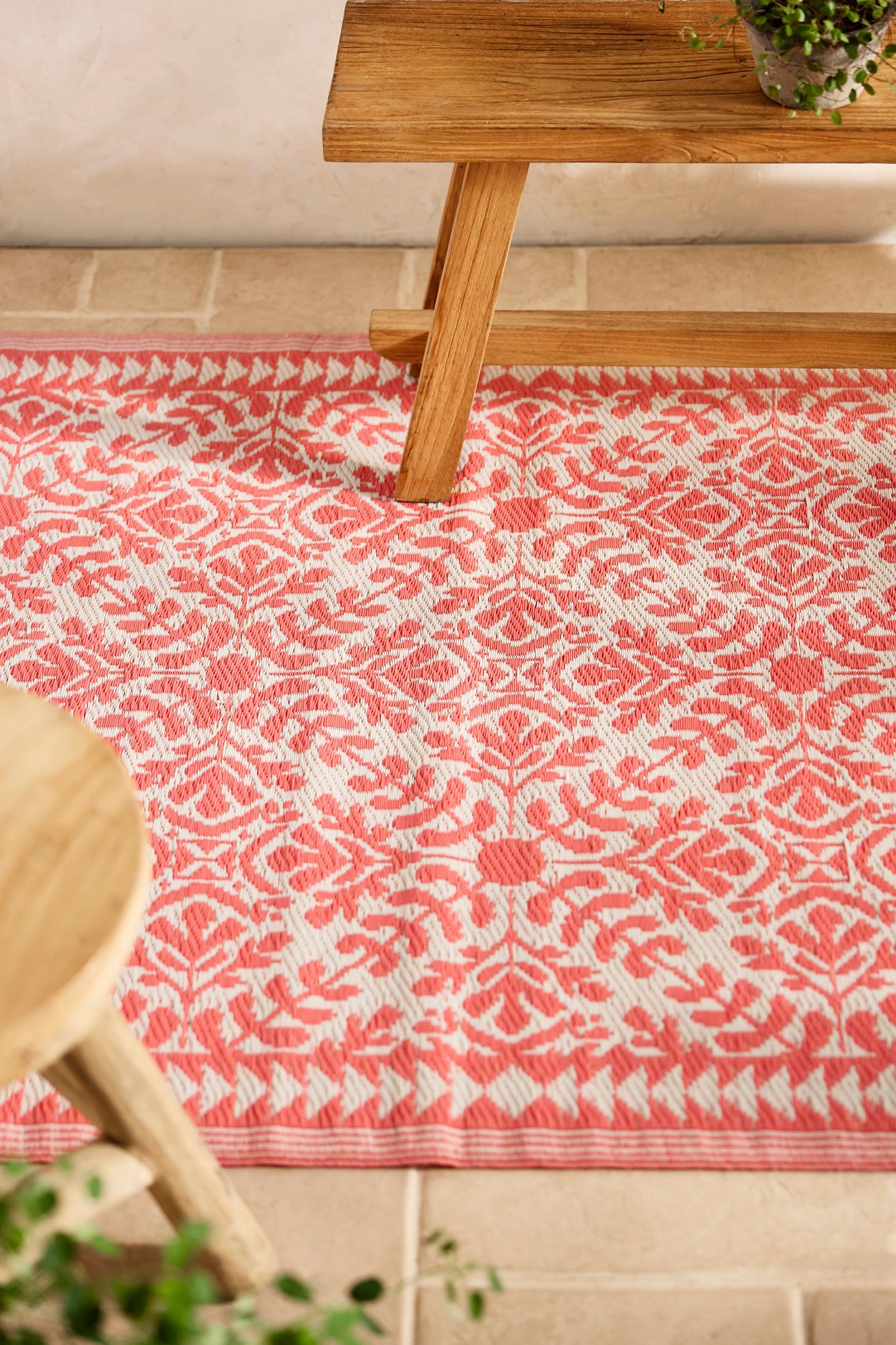 Jacquard Outdoor Rug - Pink, One Size