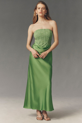 Sofiya Stretch Lace Strapless Maxi Dress