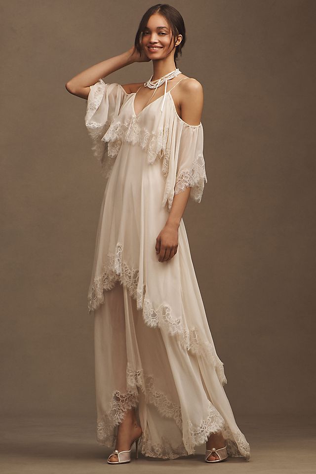 silk layered dress Yen High Neck Floss Ankle Length this dress is not only low Cowl Neck Dress - Luxurious