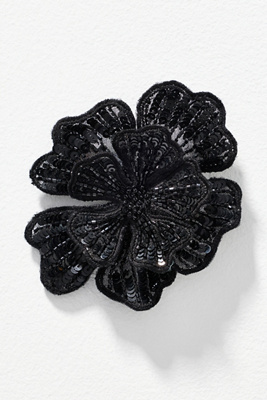 Namjosh Crystal Sequin Floral Barrette In Black