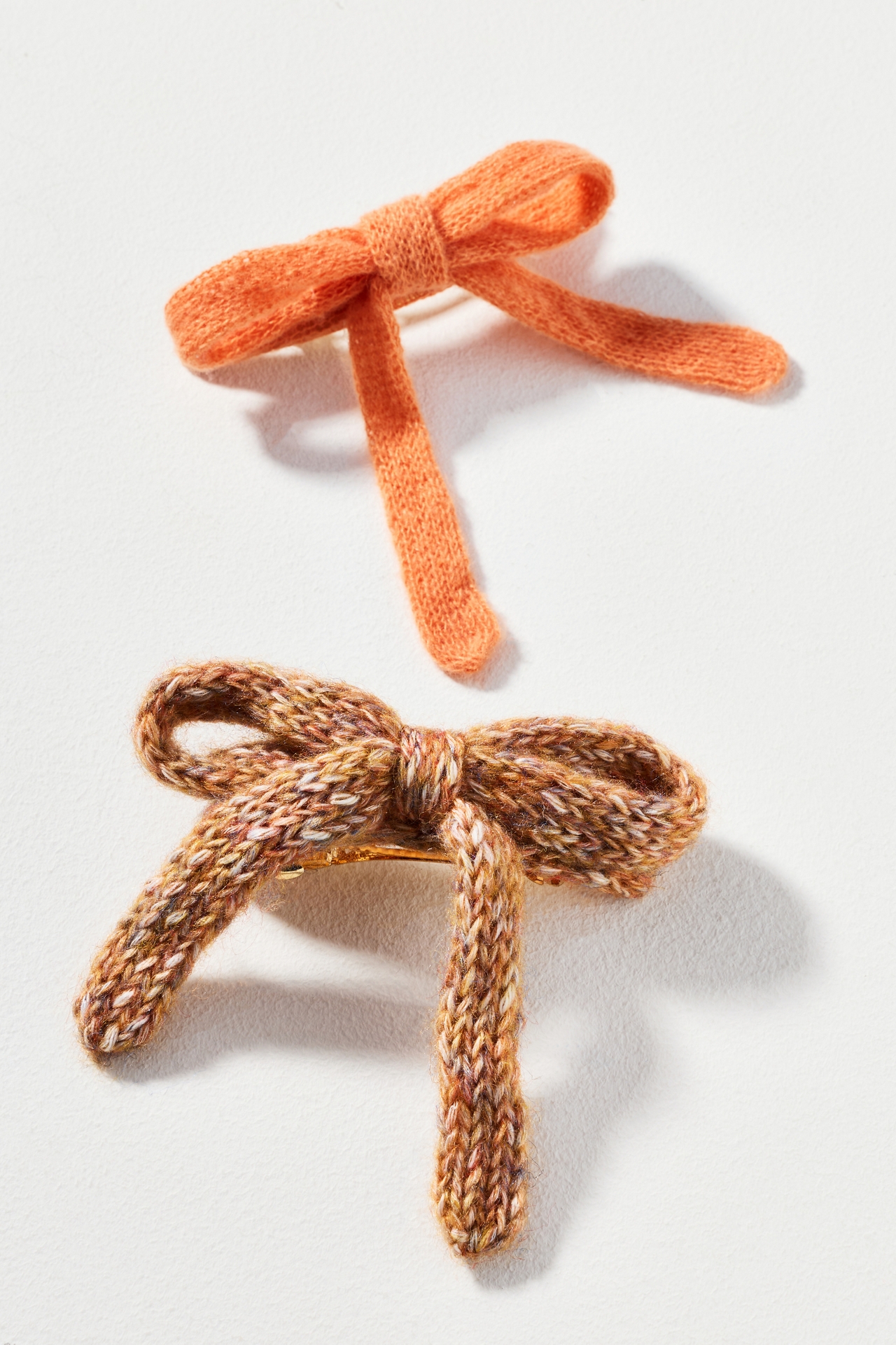 Knit Bow Barrettes, Set of 2