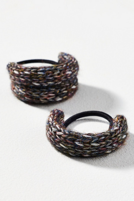 By Anthropologie Cozy Pony Cuff Hair Ties, Set Of 2 In Black