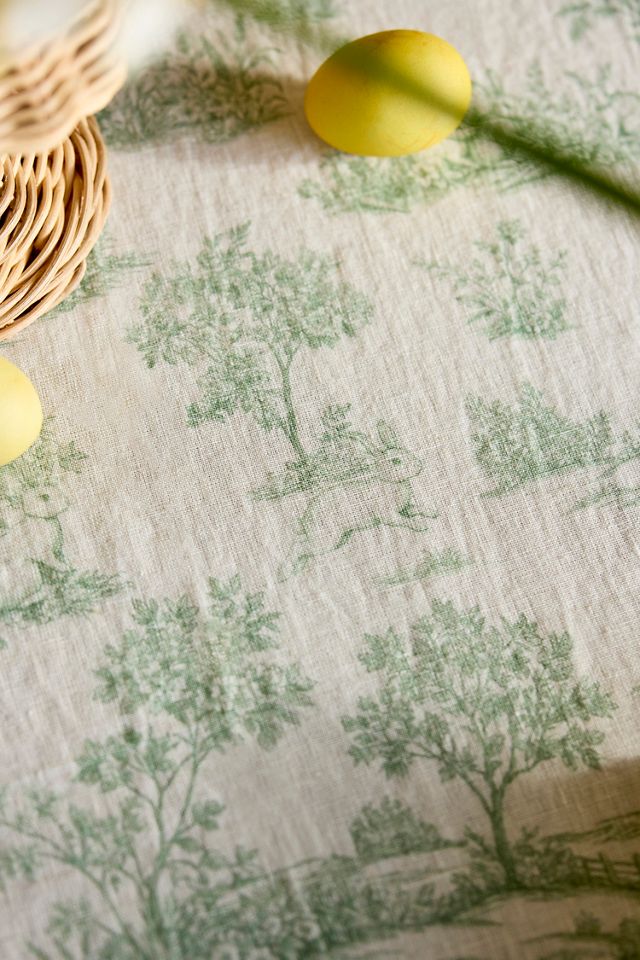 Bunny Toile Linen Tablecloth #1
