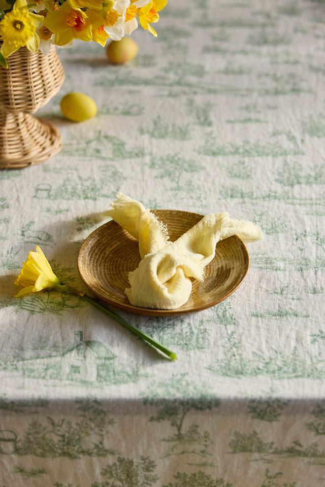 Bunny Toile Linen Tablecloth #2