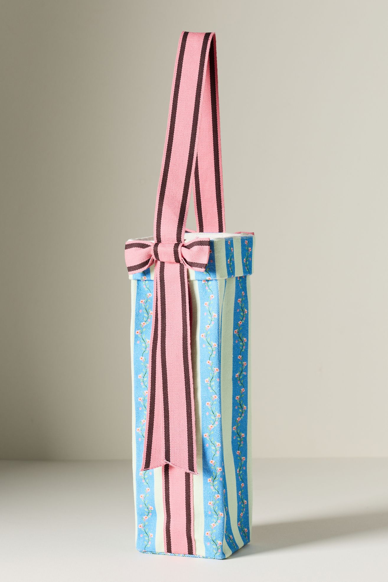Mina Cotton Wine Tote - Blue, One Size