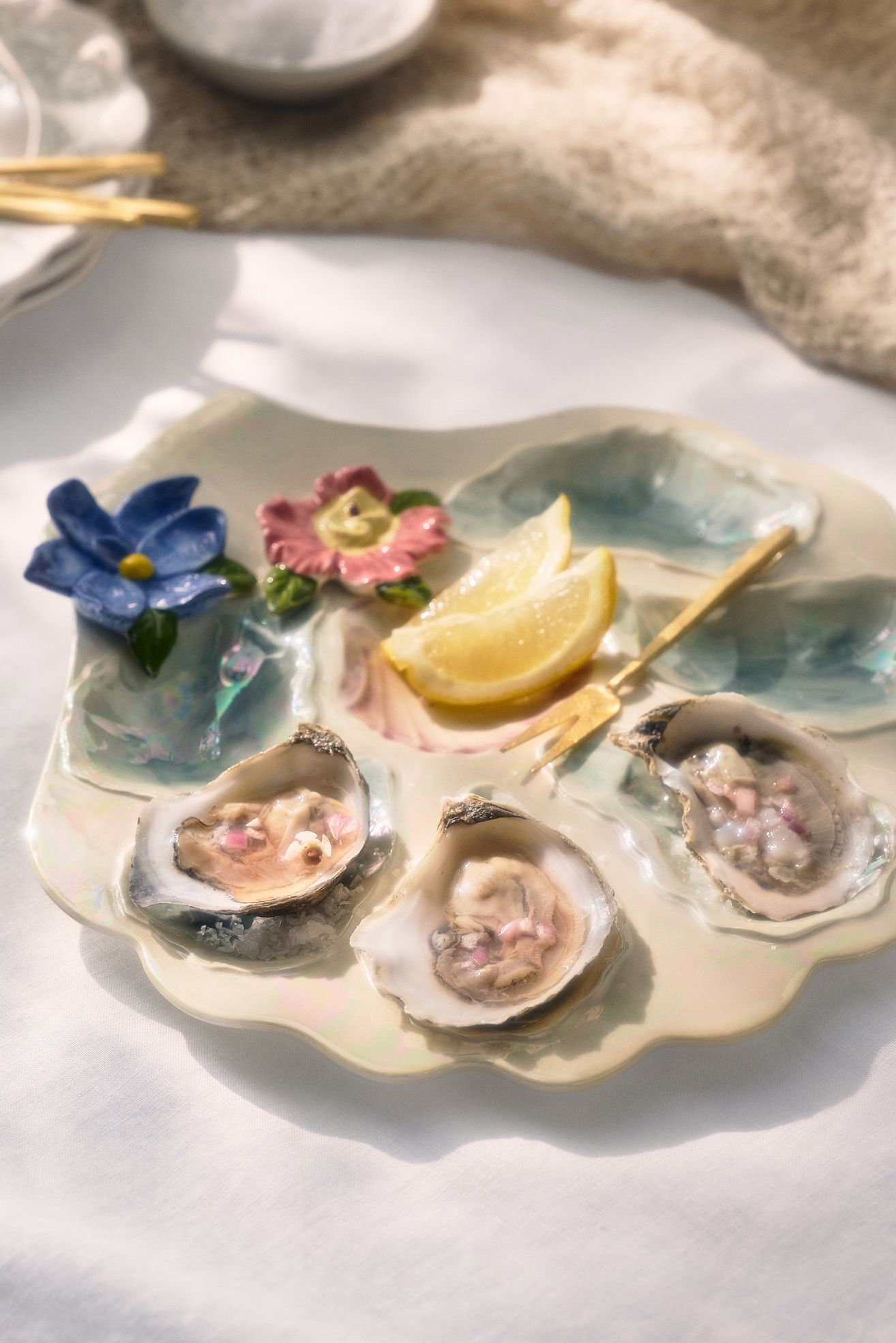 Sirena Oyster Platter - Blue Metallic, One Size