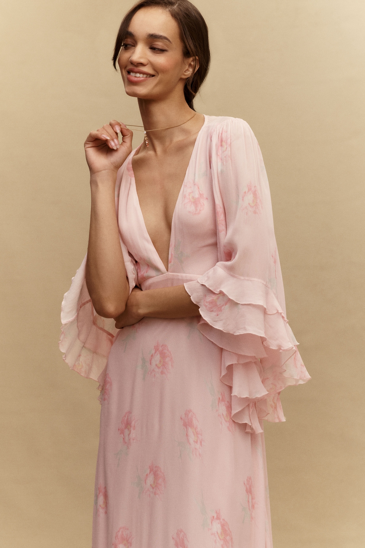 LoveShackFancy Brinley Ruffle-Sleeve Gown