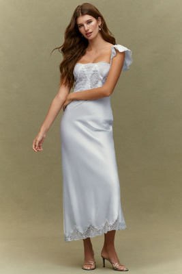 Loveshackfancy Silk Blend Karmine Maxi Slip Dress In Blue