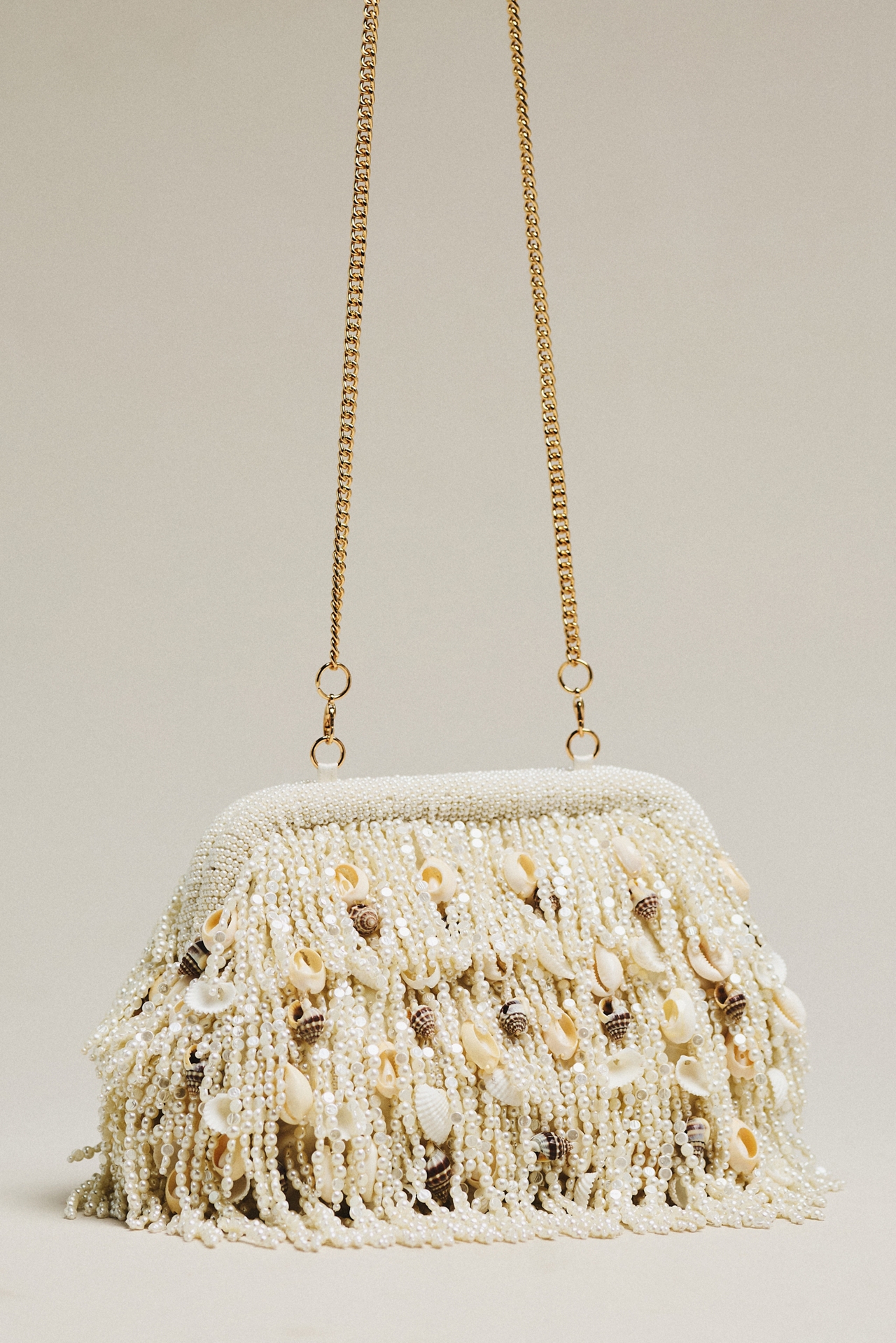 Beaded Pearl Fringe Clutch