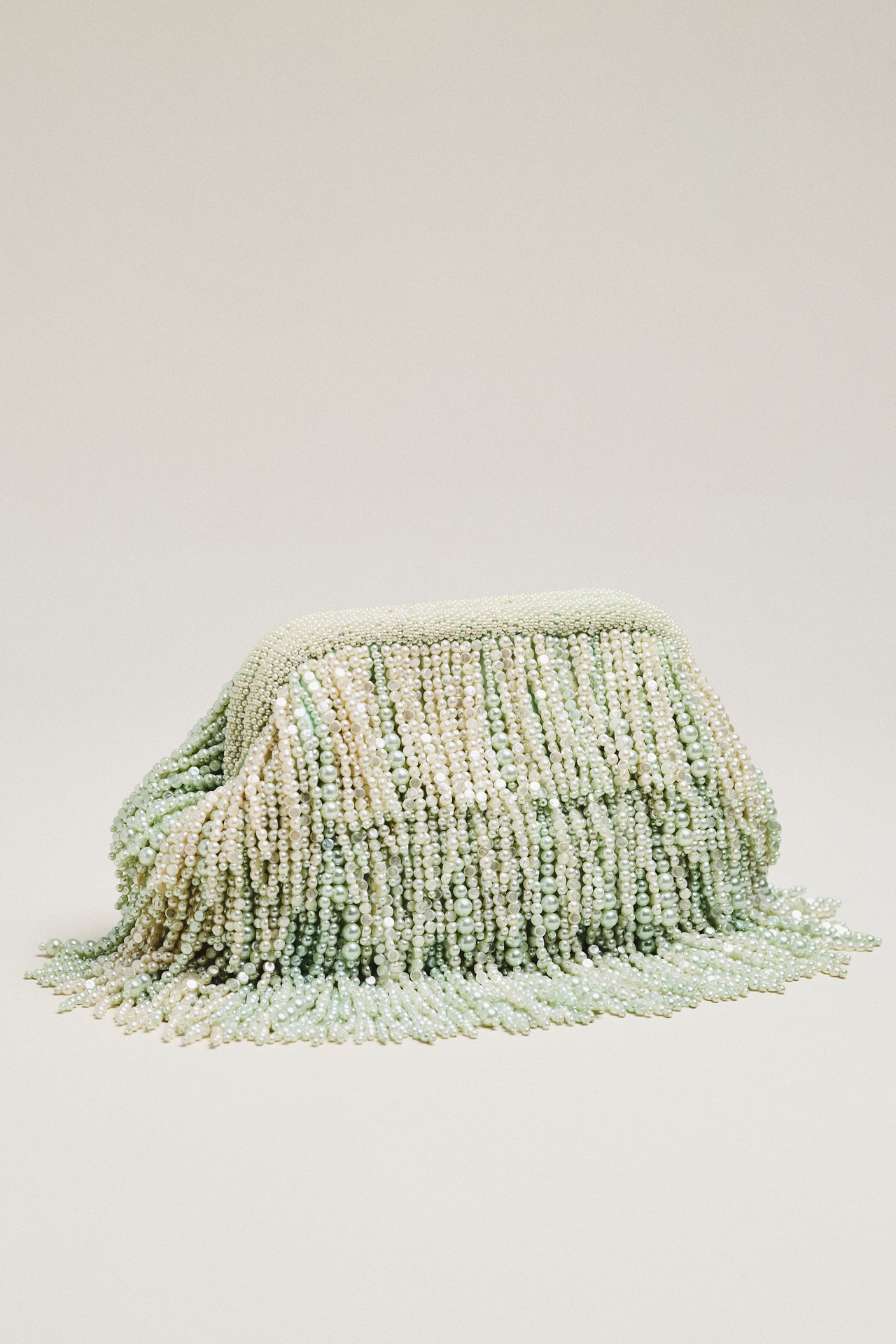 Beaded Pearl Fringe Clutch