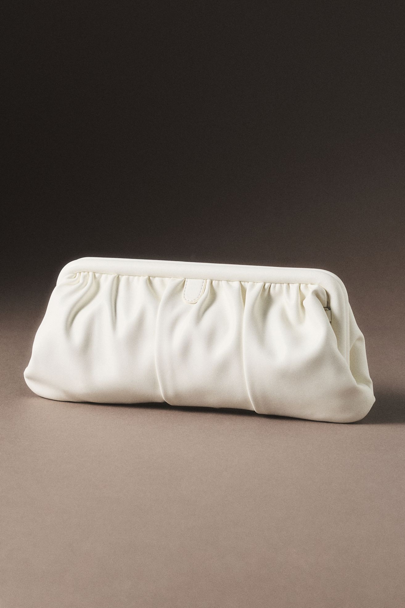 Olga Berg Catherine Gathered Clutch - White, One Size