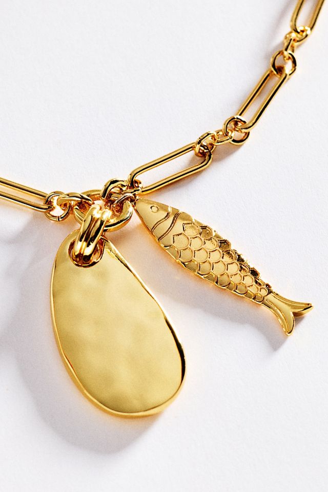 Fish Pendant Chain Link Necklace #1