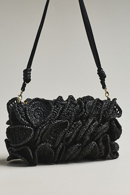 Farm Rio Flower Raffia Crochet Shoulder Bag | Anthropologie