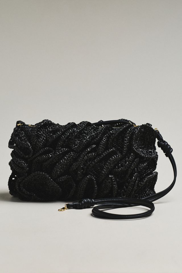 Farm Rio Flower Raffia Crochet Shoulder Bag | Anthropologie