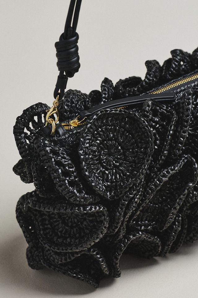 Farm Rio Flower Raffia Crochet Shoulder Bag | Anthropologie