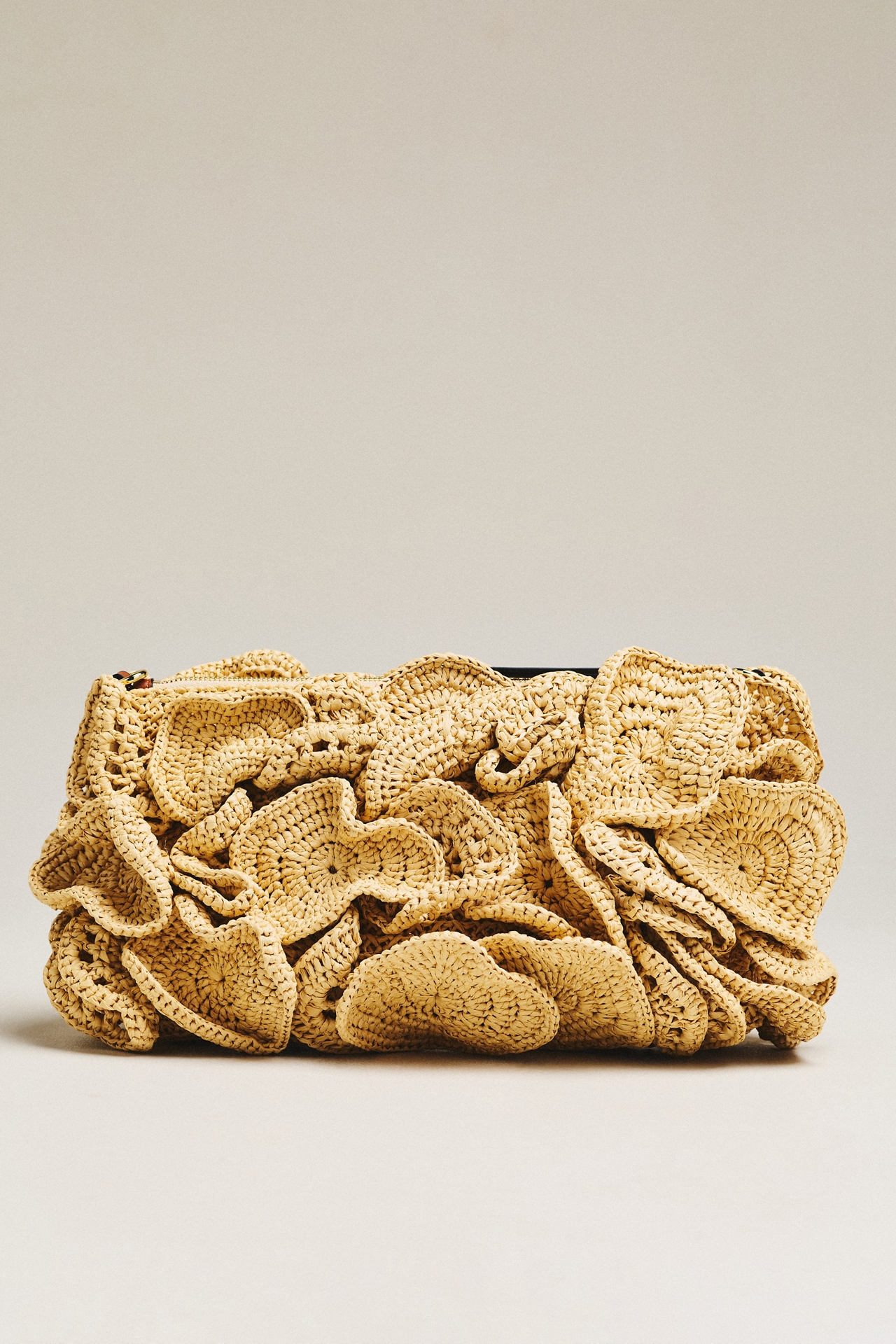 Farm Rio Flower Raffia Crochet Shoulder Bag