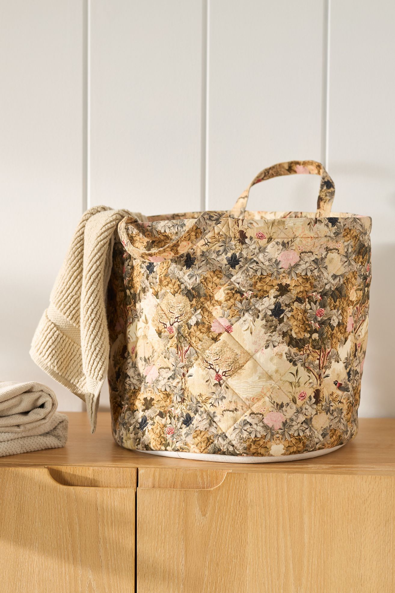 Quilted Block Print Basket - Francois, Standard, One Size