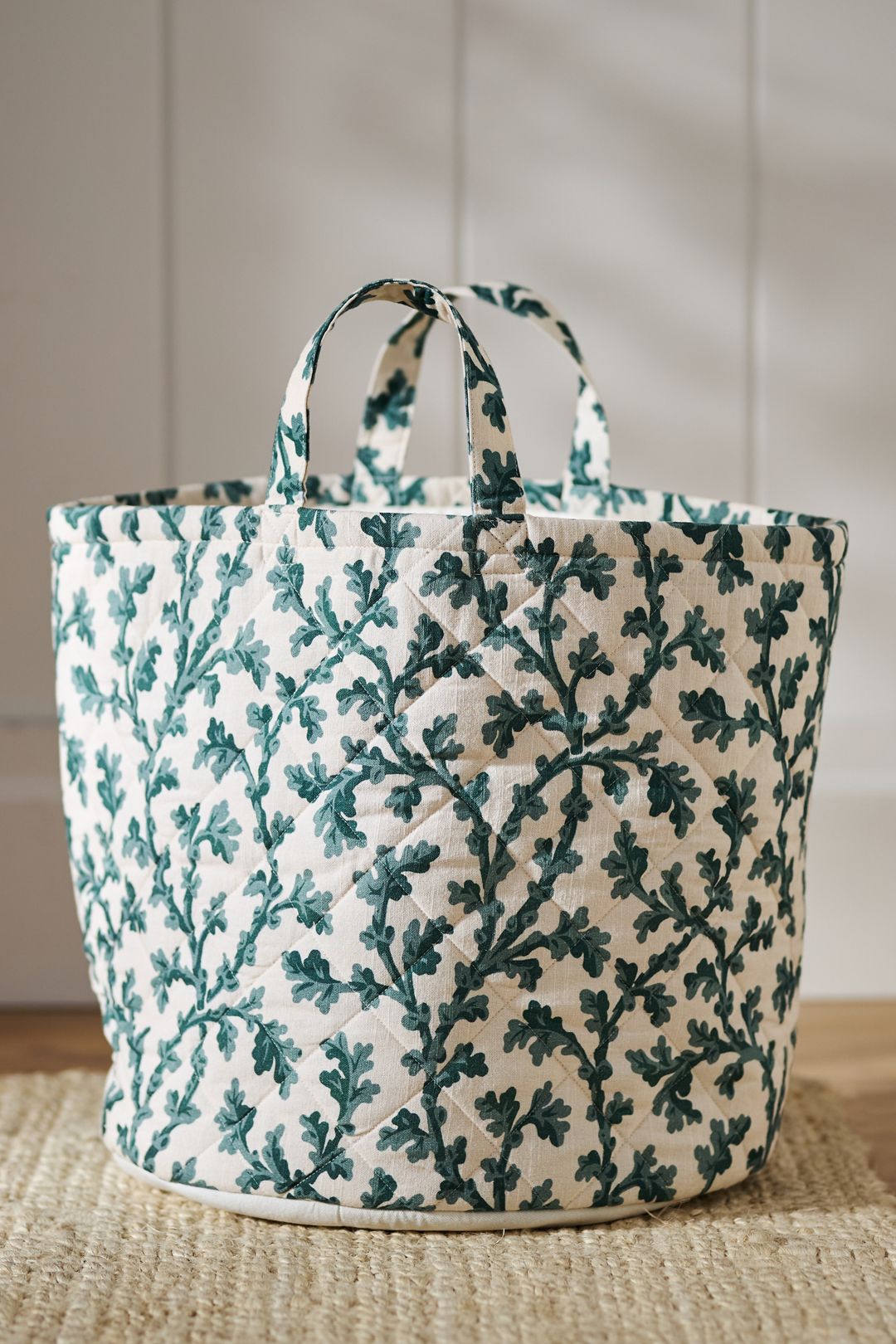 Quilted Block Print Basket - Irena, One Size