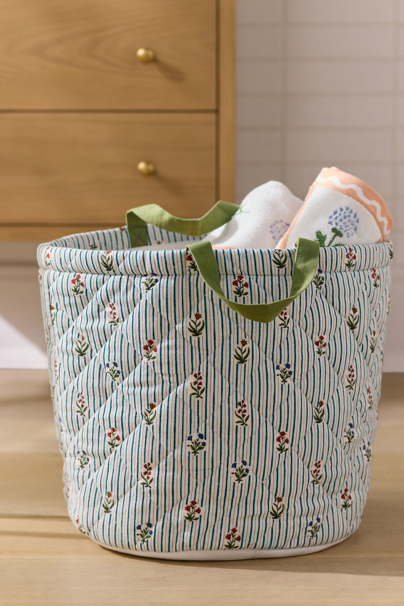 Quilted Block Print Basket - Parker, Standard, One Size