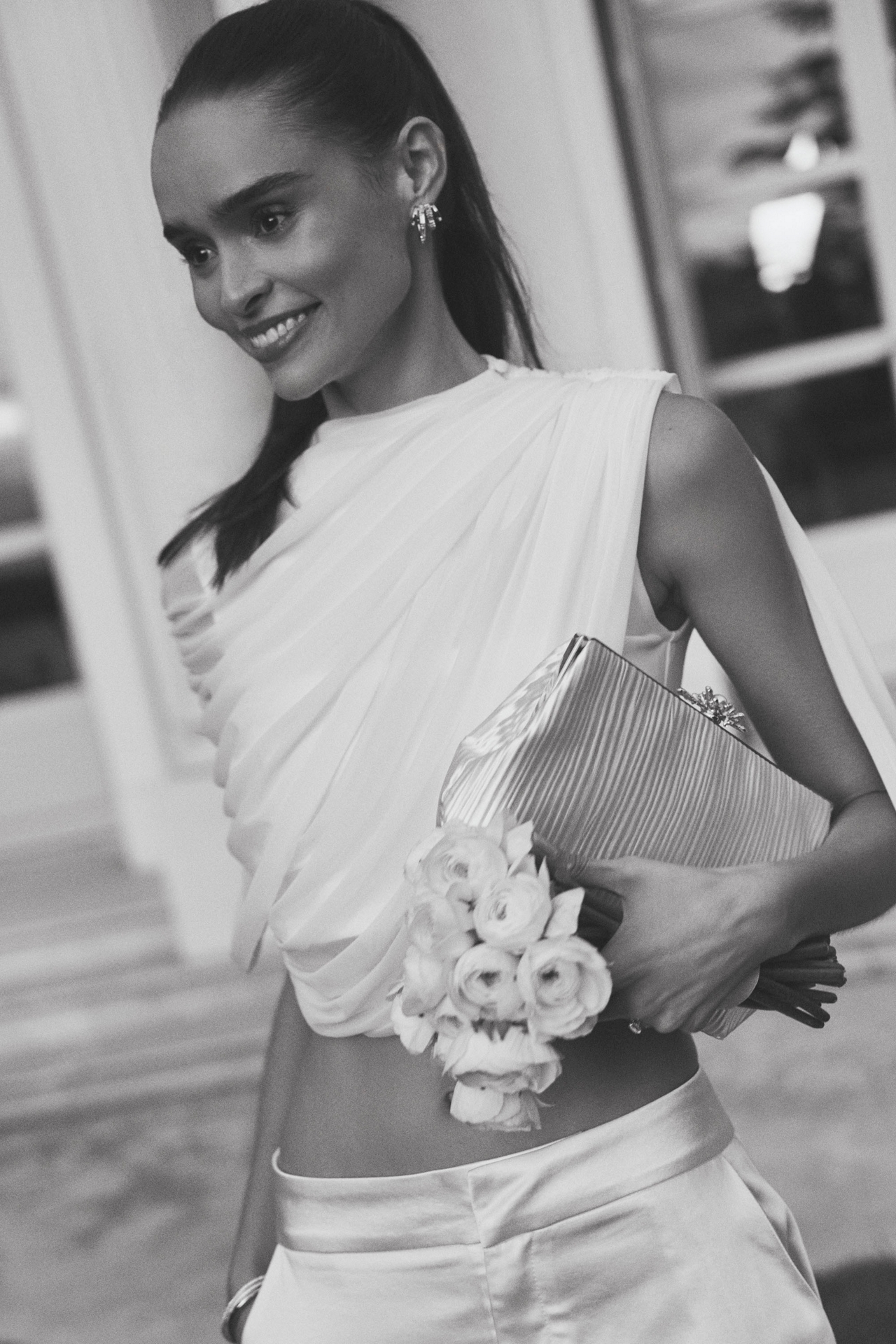 Jewel by Badgely Mischka Caroline Satin Origami Pouch Clutch