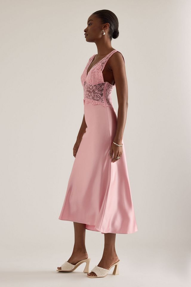 Mare Mare Lace Satin Sleeveless Midi Slip Dress #2