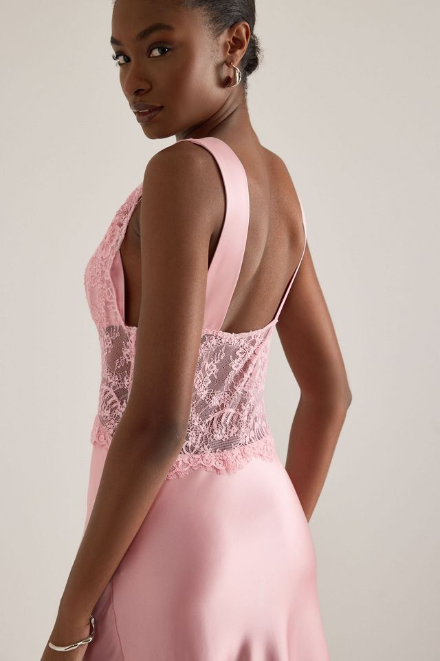 Mare Mare Lace Satin Sleeveless Midi Slip Dress #4