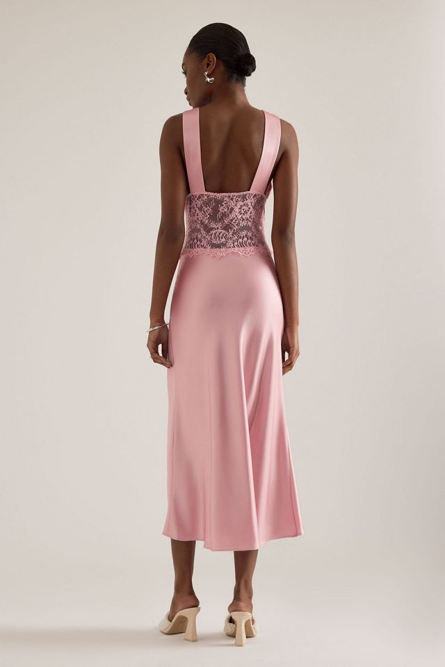 Mare Mare Lace Satin Sleeveless Midi Slip Dress #5