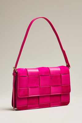 By Anthropologie @merricksart X Anthropologie Faux-suede Woven Shoulder Bag In Red