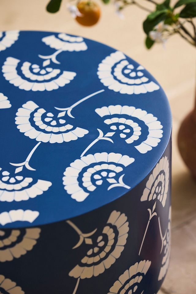 Floral Inlay Resin Side Table #1