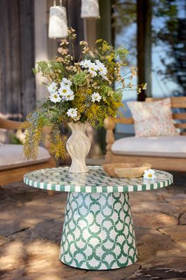 Resin Inlay Pedestal Coffee Table