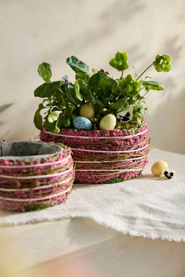 Pink Woven Basket Planter