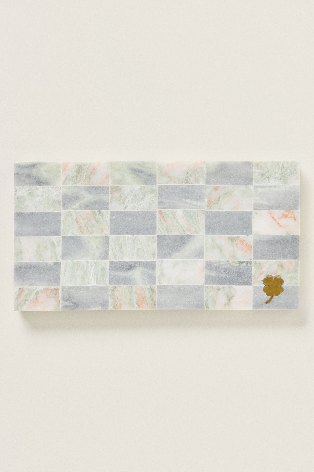 Carly Marble Checkered Trinket - Green & White Checkered, Assorted