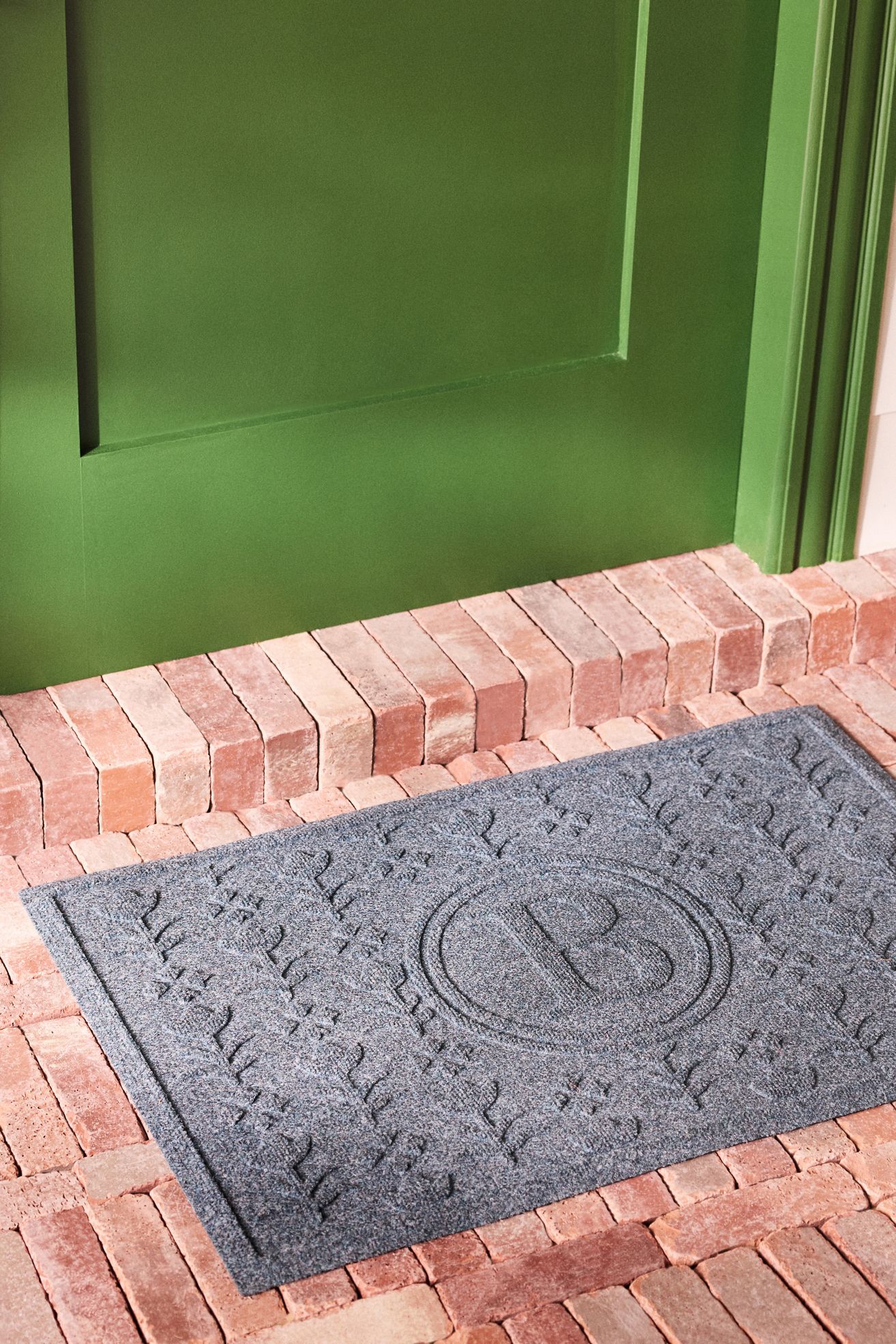 WaterHog® Esme Monogram Doormat - Wedgewood Blue, B