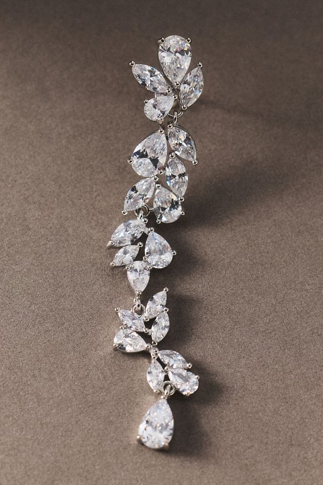 Shashi Crystal Fallen Leaf Linear Earrings #1