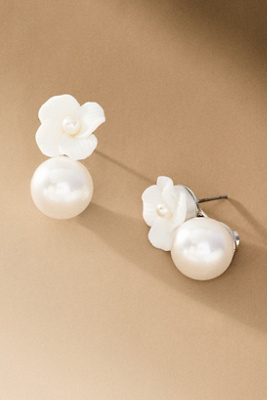 Elizabeth Bower Weiss Pearl Mini Duet Earrings | Anthropologie
