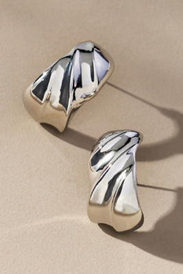 By Anthropologie Textured Post Earrings In Silver