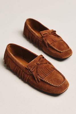 Black Suede Studio Yara Teddy Kiltie Loafers