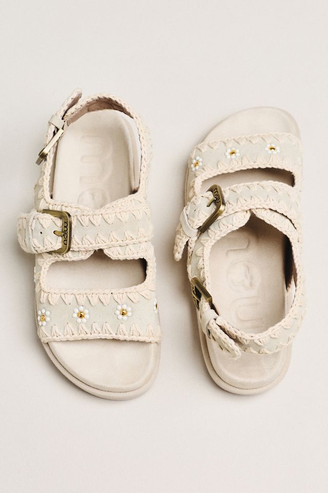 MOU Embroidered Crochet Sandals | Anthropologie